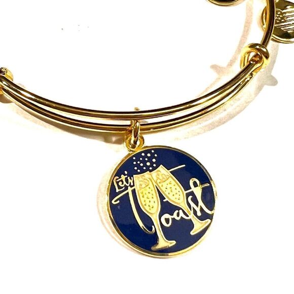 Alex and Ani "Let's Toast" Expandable Charm Bracelet, Shiny gold - Picture 3 of 5